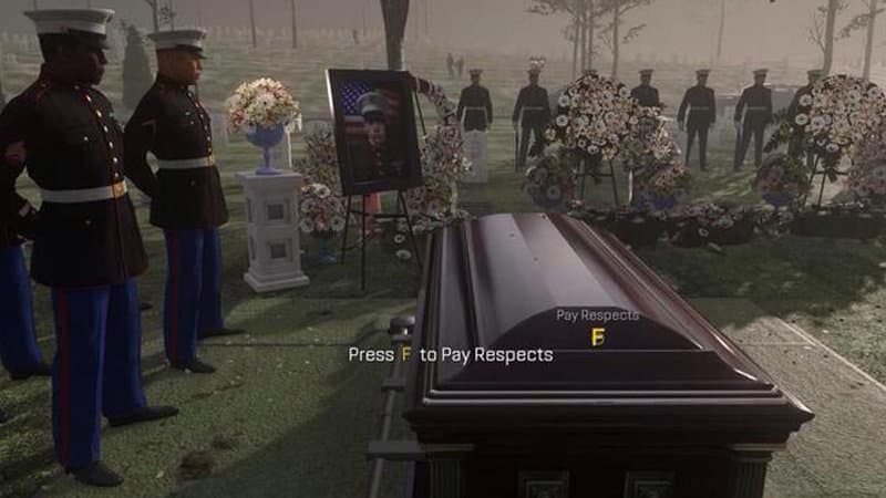 The Press F to Pay Respects prompt from Call of Duty: Advanced Warfare