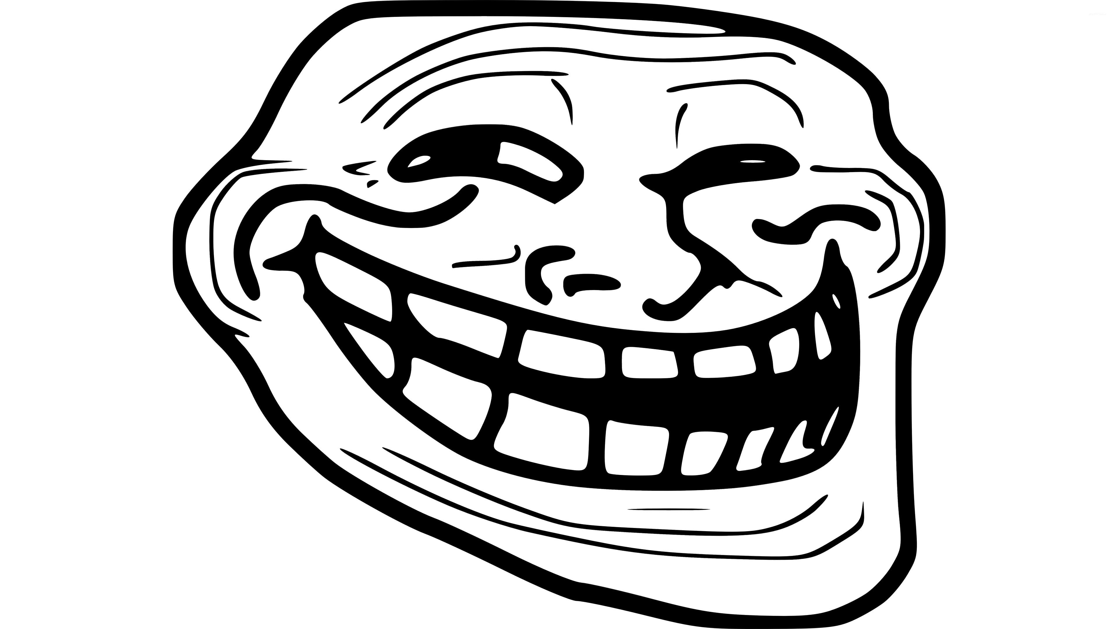 The black-and-white Trollface meme drawing